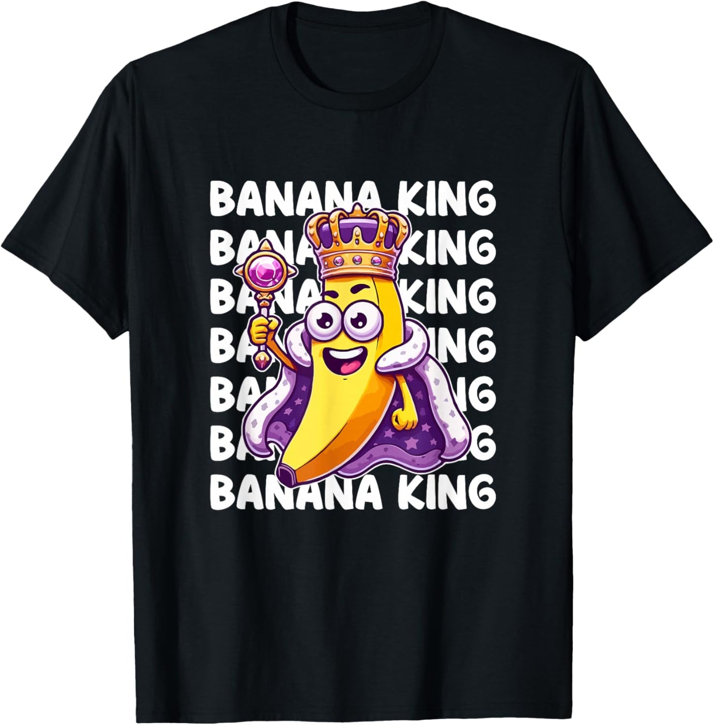 Banana Fruit Yellow King Men Women Kids Cute Cool Banana T-Shirt - T-Shirt | Black