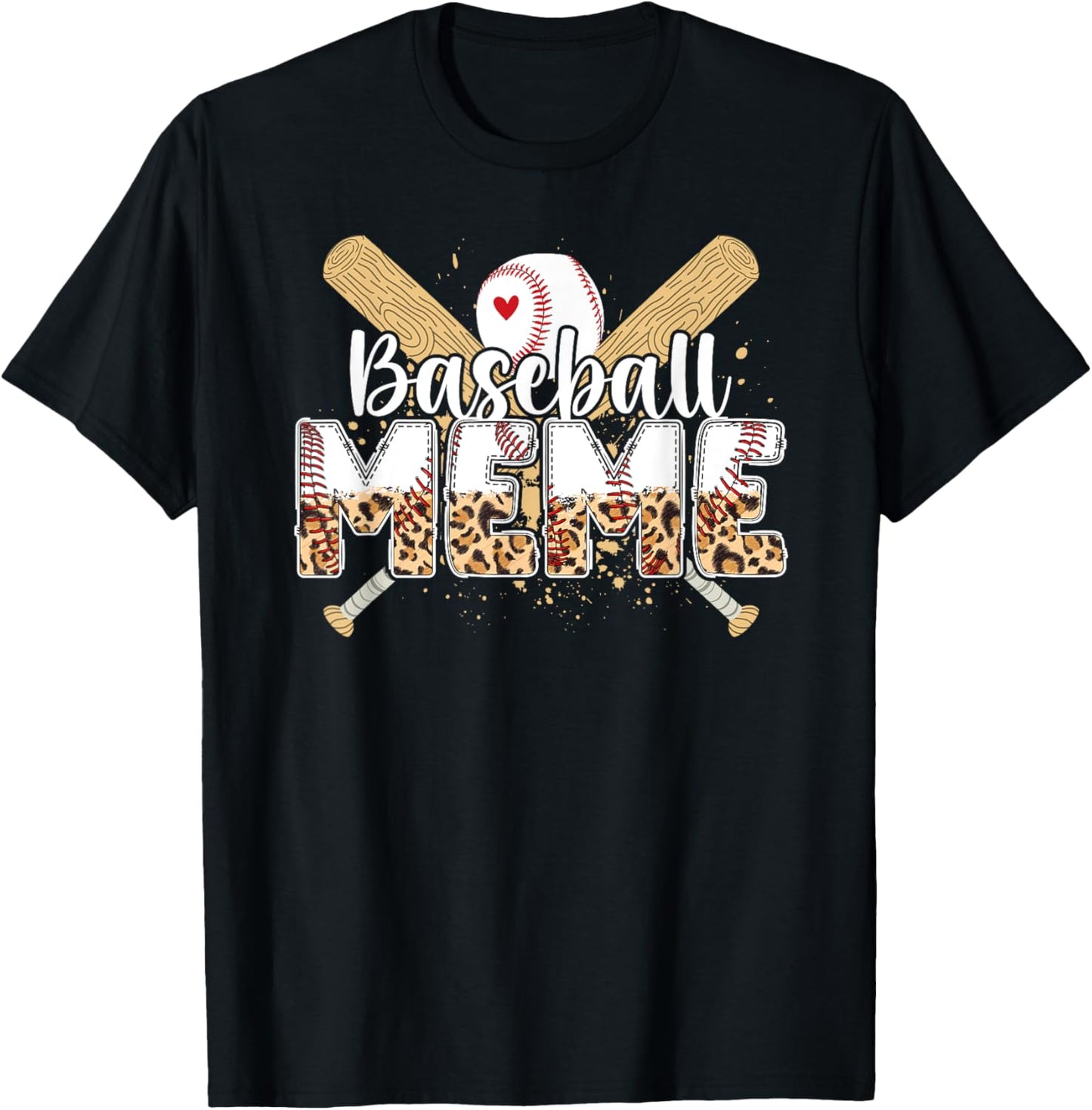 Baseball Meme Leopard Meme Of A Baseball Player Meme T-Shirt - T-Shirt | Black