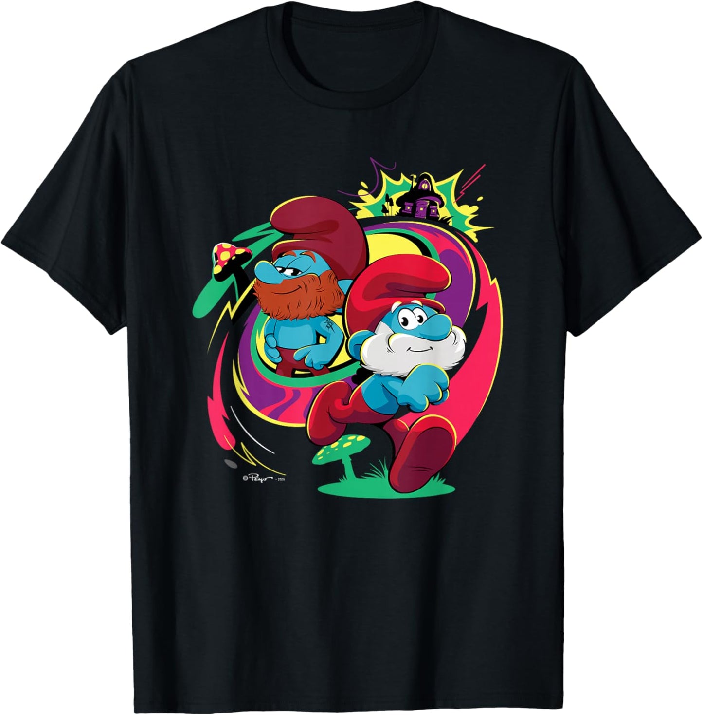 The Smurfs Movie Papa Smurf and Ken Smurf T-Shirt - T-Shirt | Black