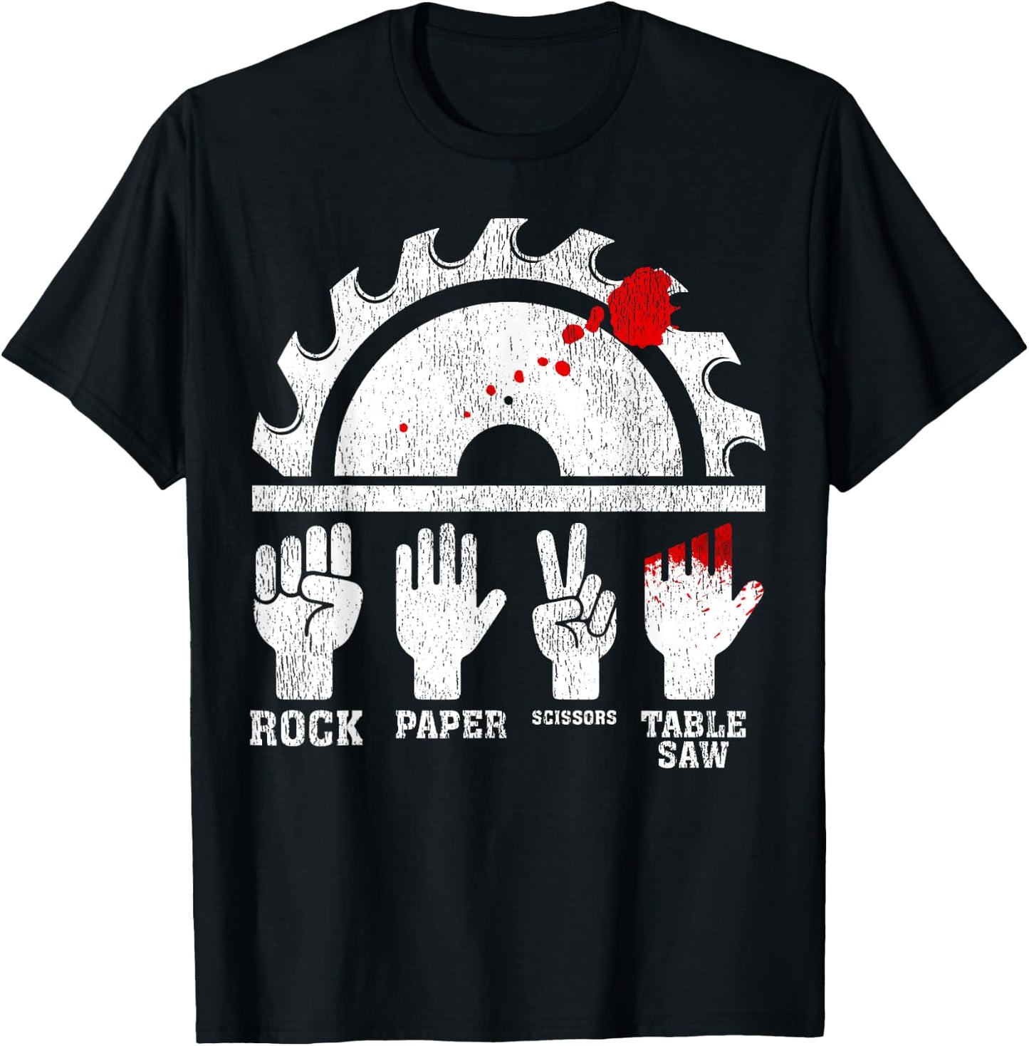 Funny Woodworking Rock Paper Scissors Table Saw T-Shirt - T-Shirt | Black