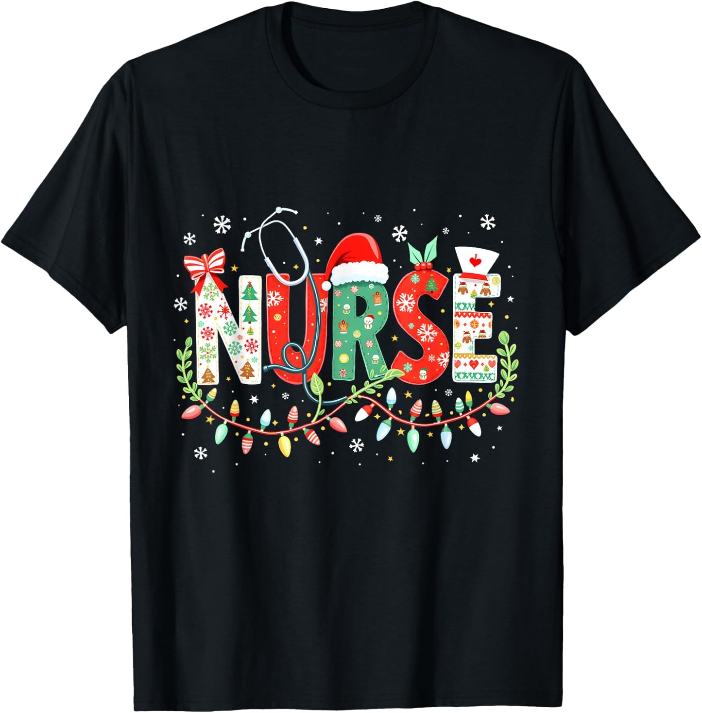 Groovy ER CNA Nurse Winter For Funny Christmas Nurse Graphic T-Shirt - T-Shirt | Black