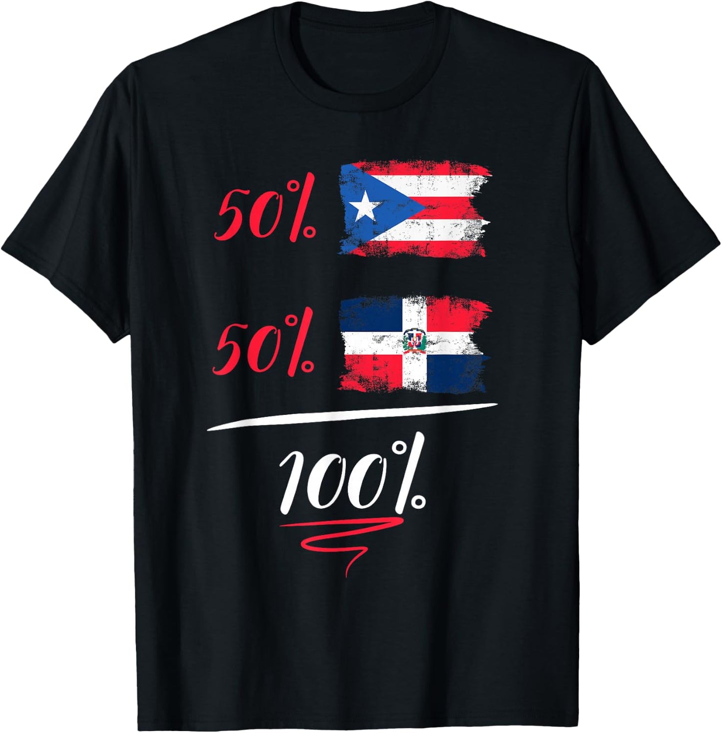 Puerto Rican And Dominican Heritage Flag Gift T-Shirt - T-Shirt | Black