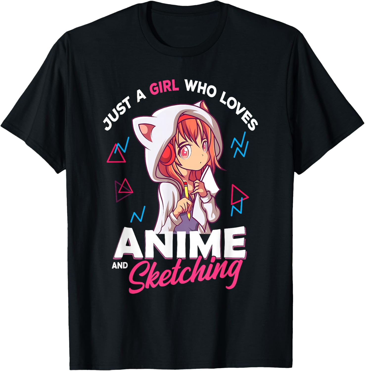 Just A Girl Who Loves Anime and Sketching Otaku Anime Merch Small T-Shirt - T-Shirt | Black