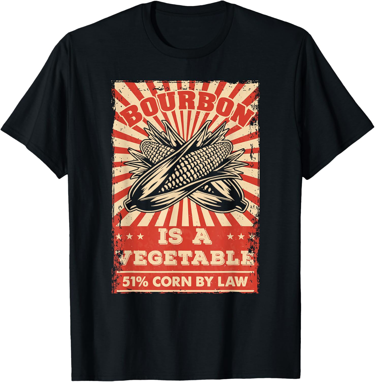 Vintage Bourbon Whisky Saying Bourbon is a Vegetable T-Shirt - T-Shirt | Black