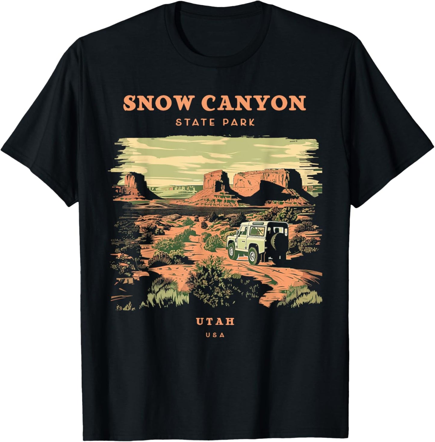 Snow Canyon State Park Utah Retro Vintage T-Shirt - T-Shirt | Black