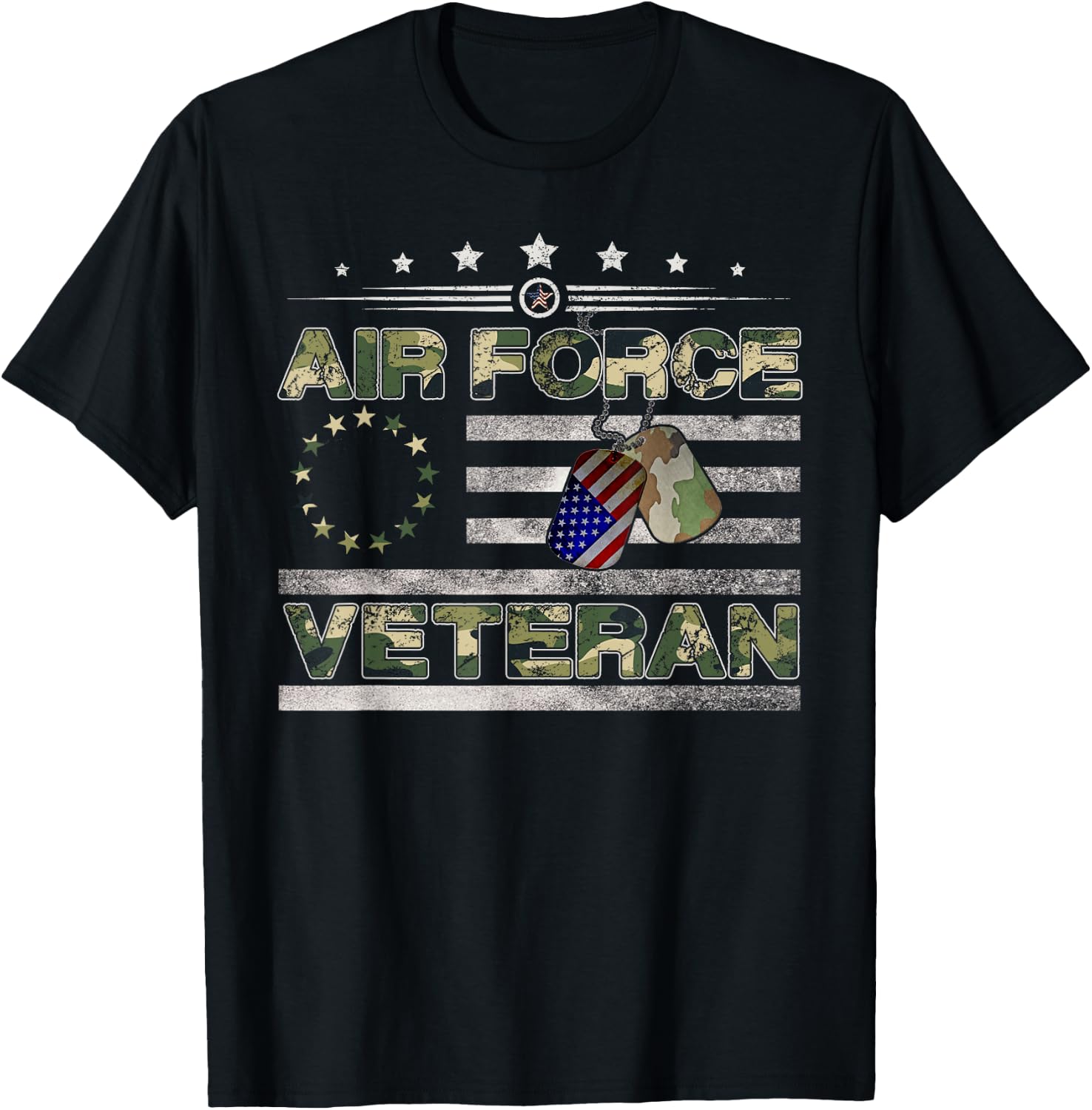 Us Air Force Veteran Shirt American Betsy Ross Camo Flag T-Shirt - T-Shirt | Black