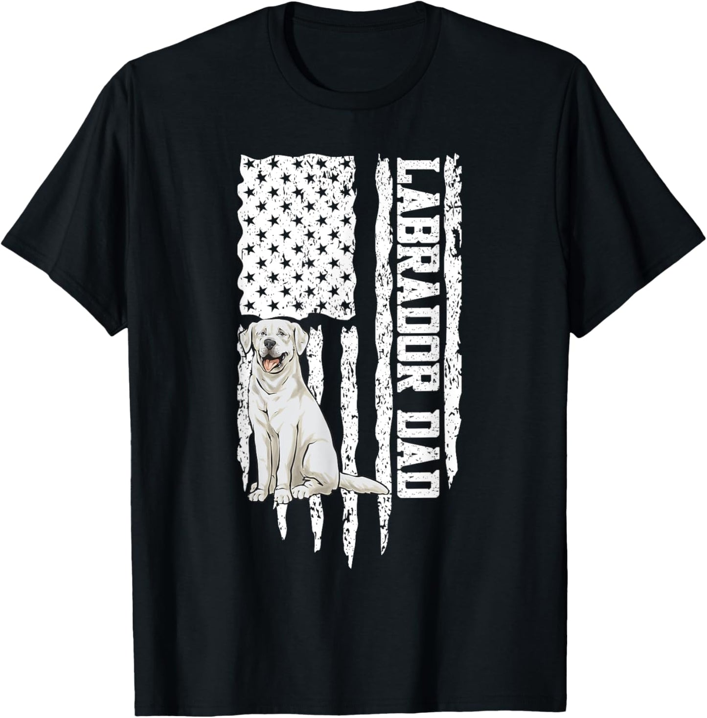White Labrador Dad American Flag White Lab T-Shirt - T-Shirt | Black