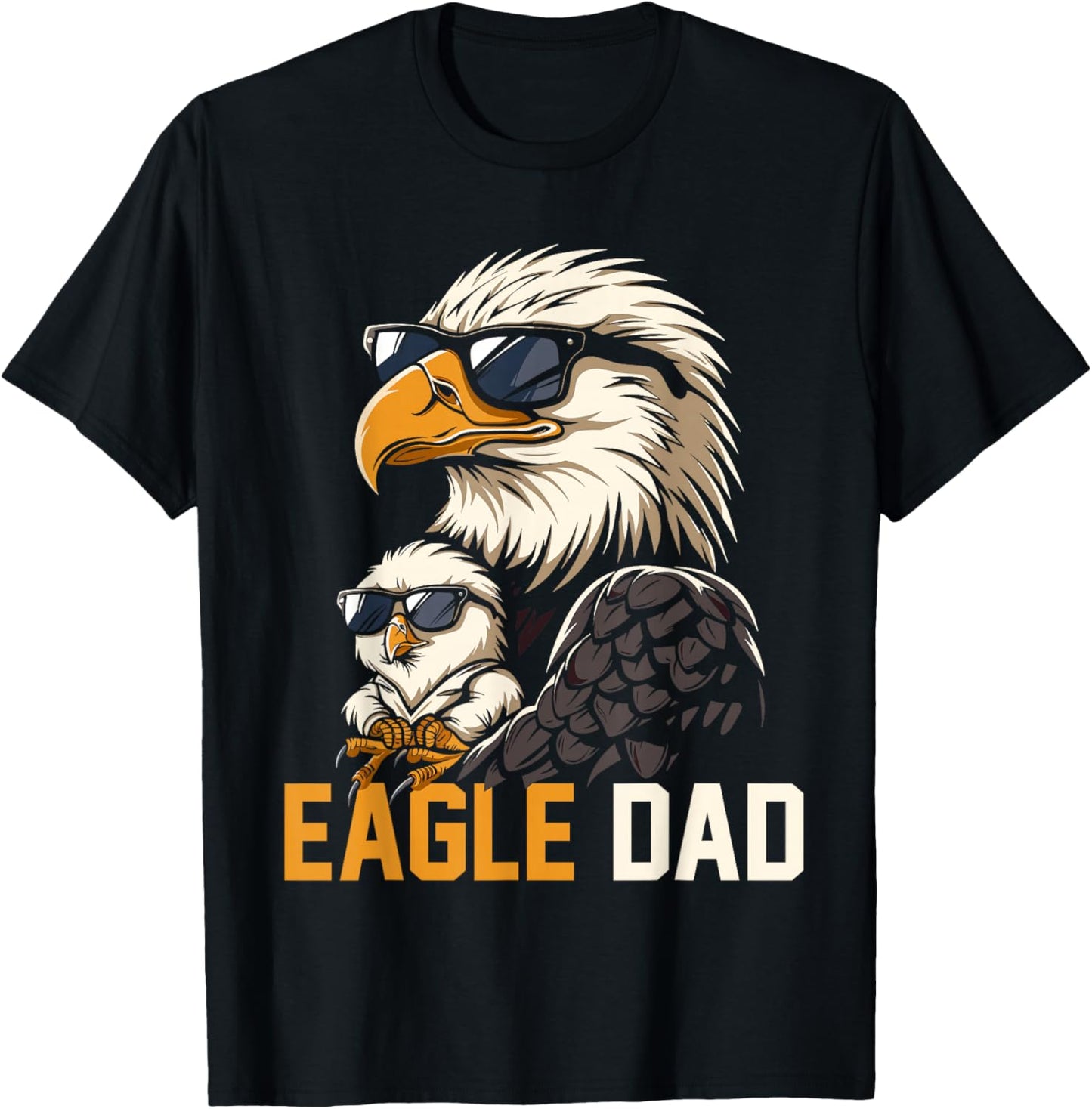 Eagle Dad and Baby Funny Fathers Day Daddy Eagles Lovers T-Shirt - T-Shirt | Black