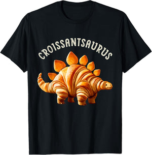 Dinosaur Croissant Bakery Lovers Men Women Boys Girls Kids T-Shirt - T-Shirt | Black