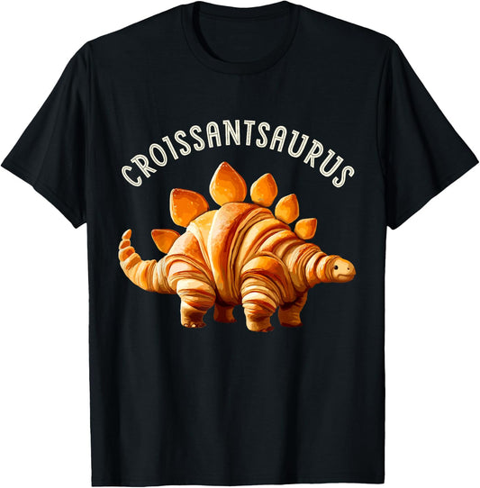 Dinosaur Croissant Bakery Lovers Men Women Boys Girls Kids T-Shirt - T-Shirt | Black