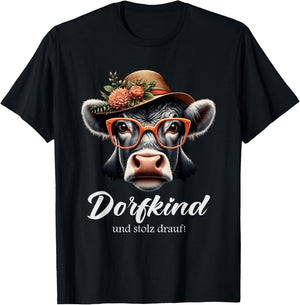 Dorfkind Und Stolz drauf Bauern & Landwirt Kuh T-Shirt - T-Shirt | Black