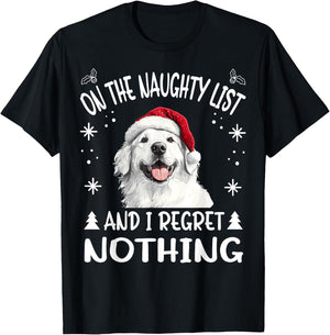 Cute Great Pyrenees Dog Christmas On The Naughty List and I T-Shirt - T-Shirt | Black