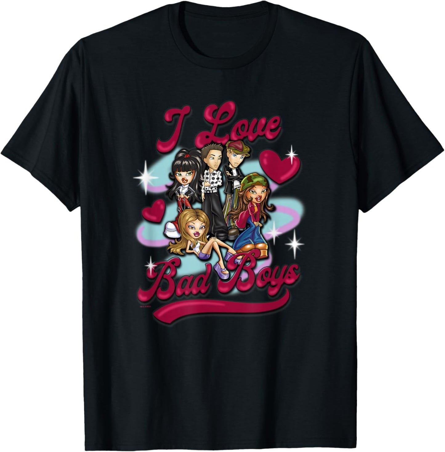 Bratz I Love Bad Boys Valentine's Day Airbrush T-Shirt - T-Shirt | Black