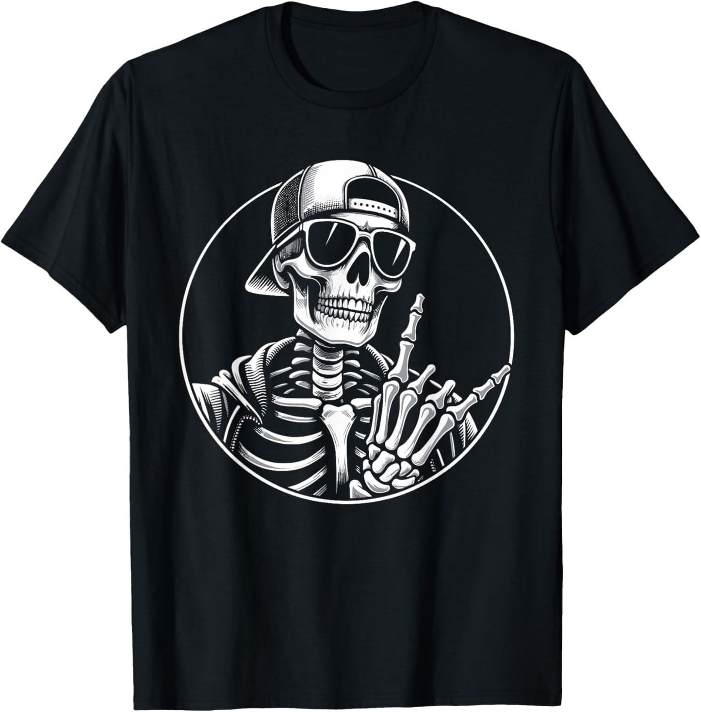 Rock Hand Skeleton, Rocker & Rock Music Festival, Halloween T-Shirt - T-Shirt | Black