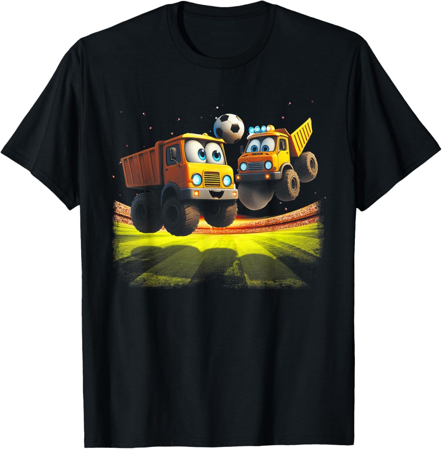 Soccer Ball Kids Football Construction Trucks Toddler Boys T-Shirt - T-Shirt | Black