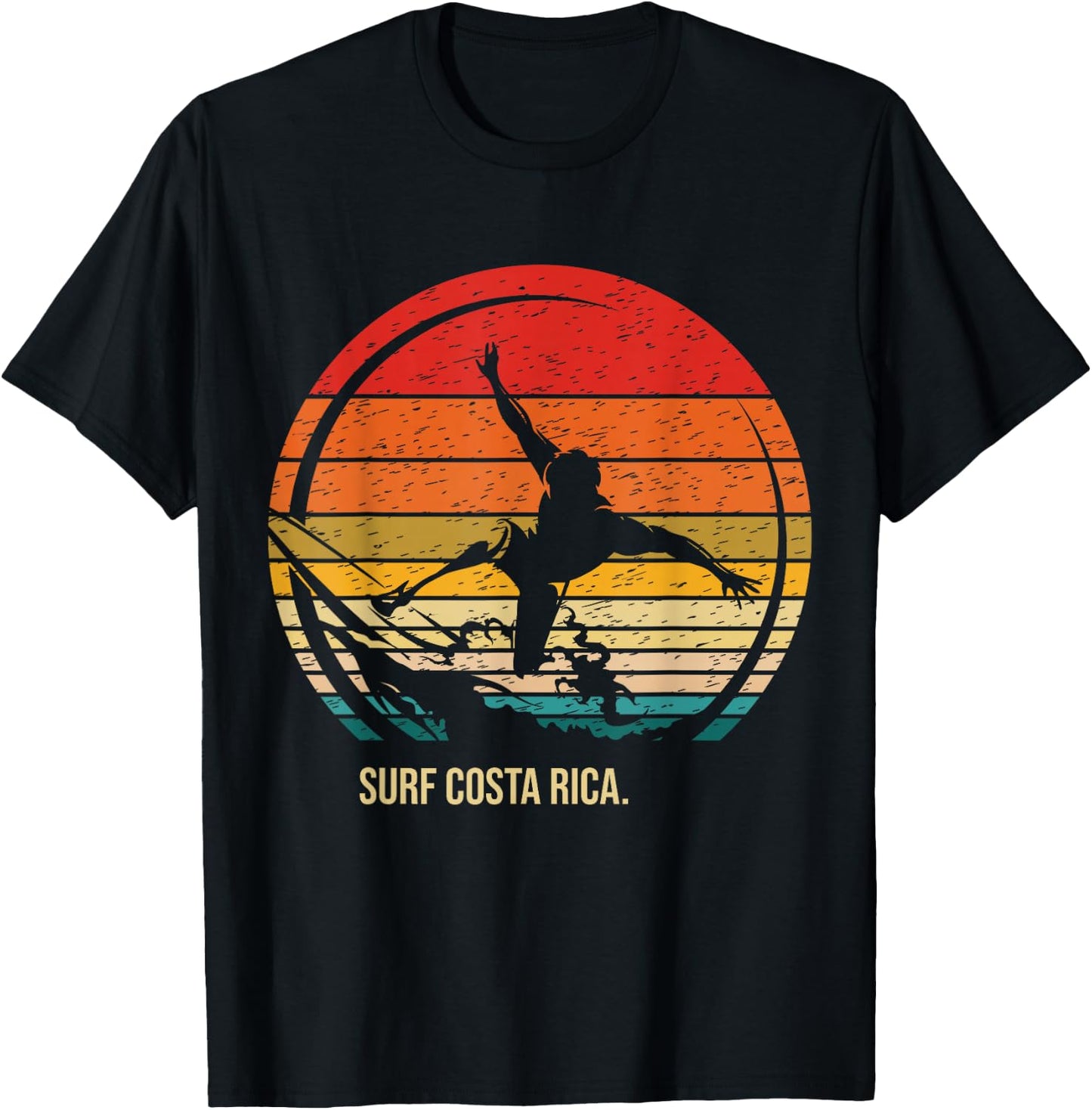 Vintage Surf Costa Rica Retro Surfer Surfing T-Shirt - T-Shirt | Black
