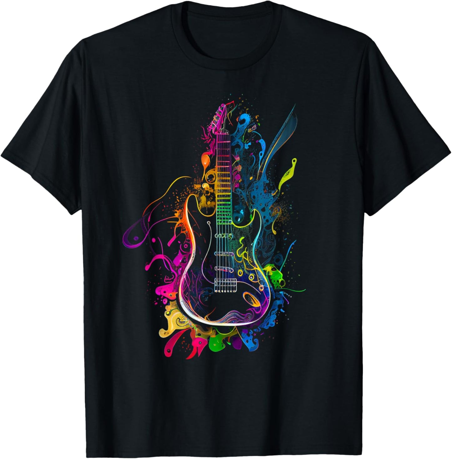 Electric Guitar Colors Colorful Musician Guitar Gift Gui T-Shirt - T-Shirt | Black
