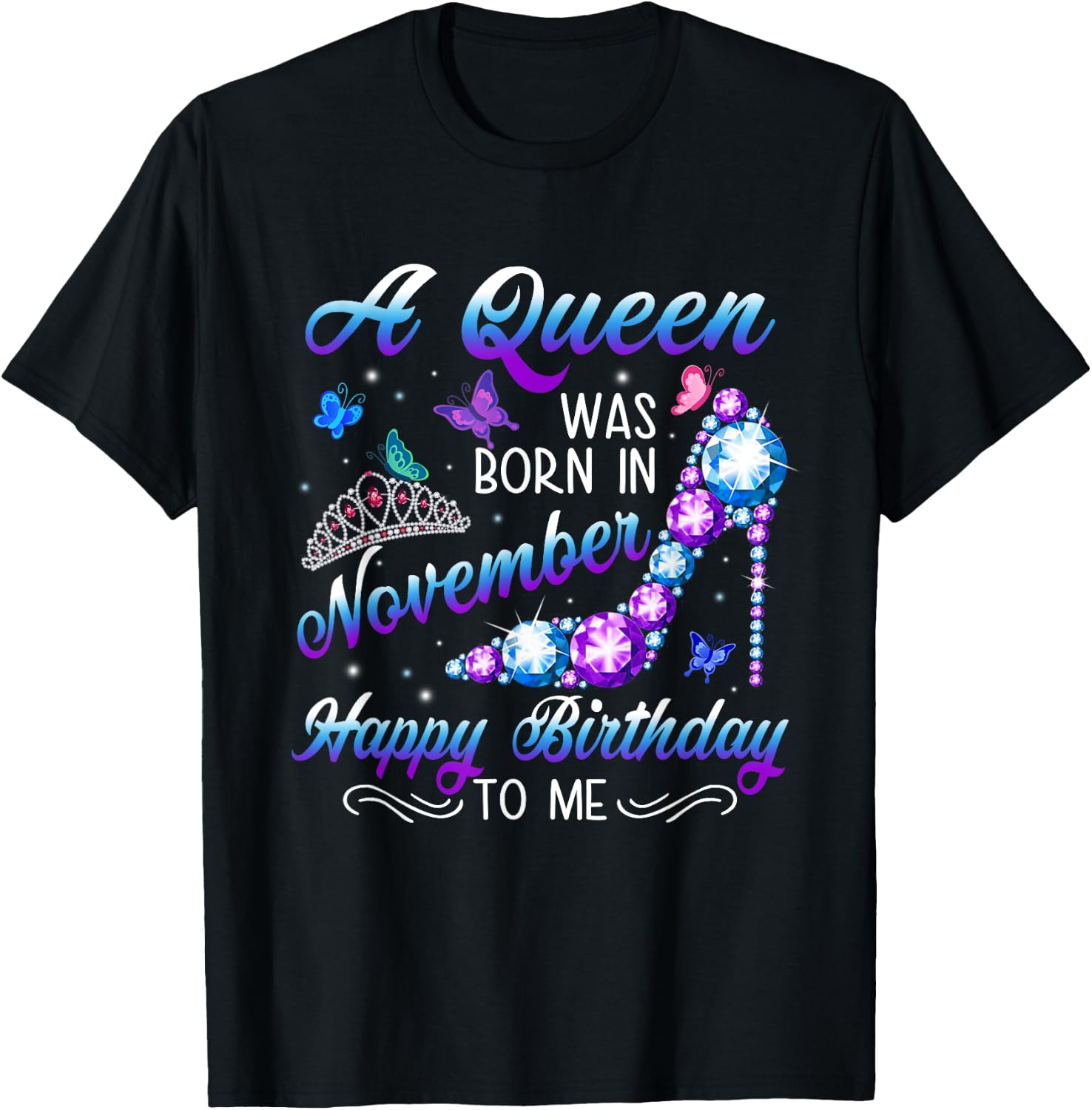 A queen was born in November Funny Birthday Party High heel T-Shirt - T-Shirt | Black