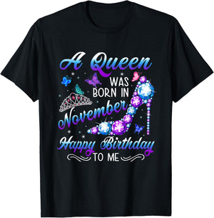 A queen was born in November Funny Birthday Party High heel T-Shirt - T-Shirt | Black
