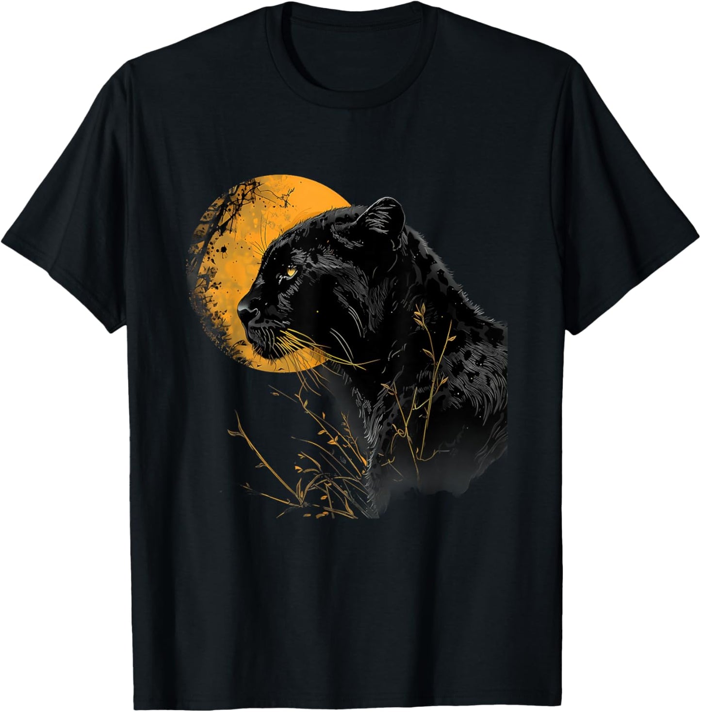 Panther Moon Panther Lover Portrait Tropical Animal Art T-Shirt - T-Shirt | Black