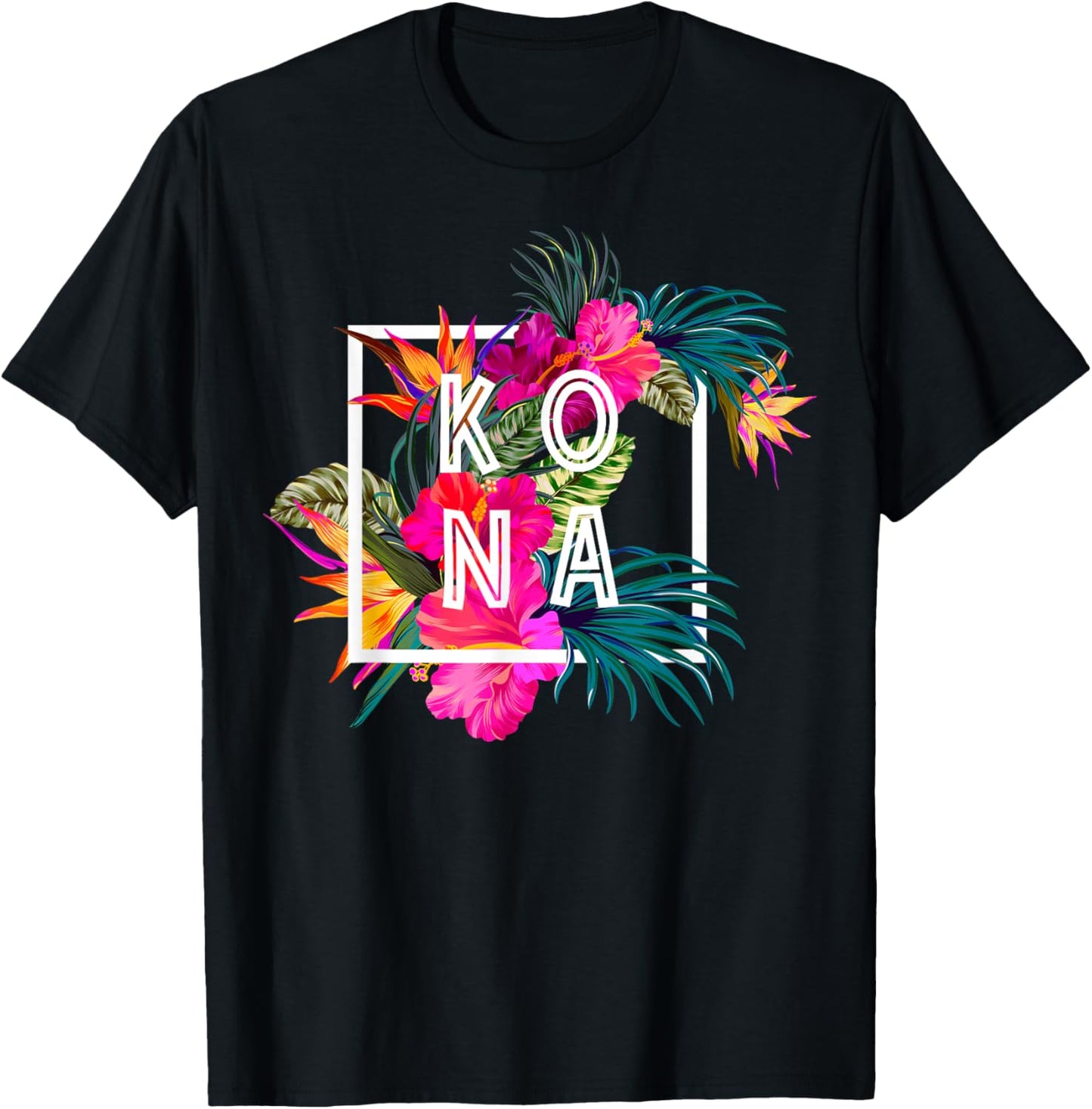 Hawaii Hibiscus Flowers Kona Aloha State Tropic Islands T-Shirt - T-Shirt | Black