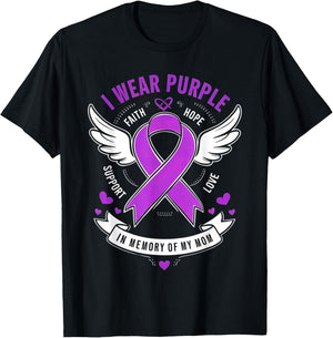 I Wear Purple In Memory of my Mom Alzheimers Awarenesss T-Shirt - T-Shirt | Black
