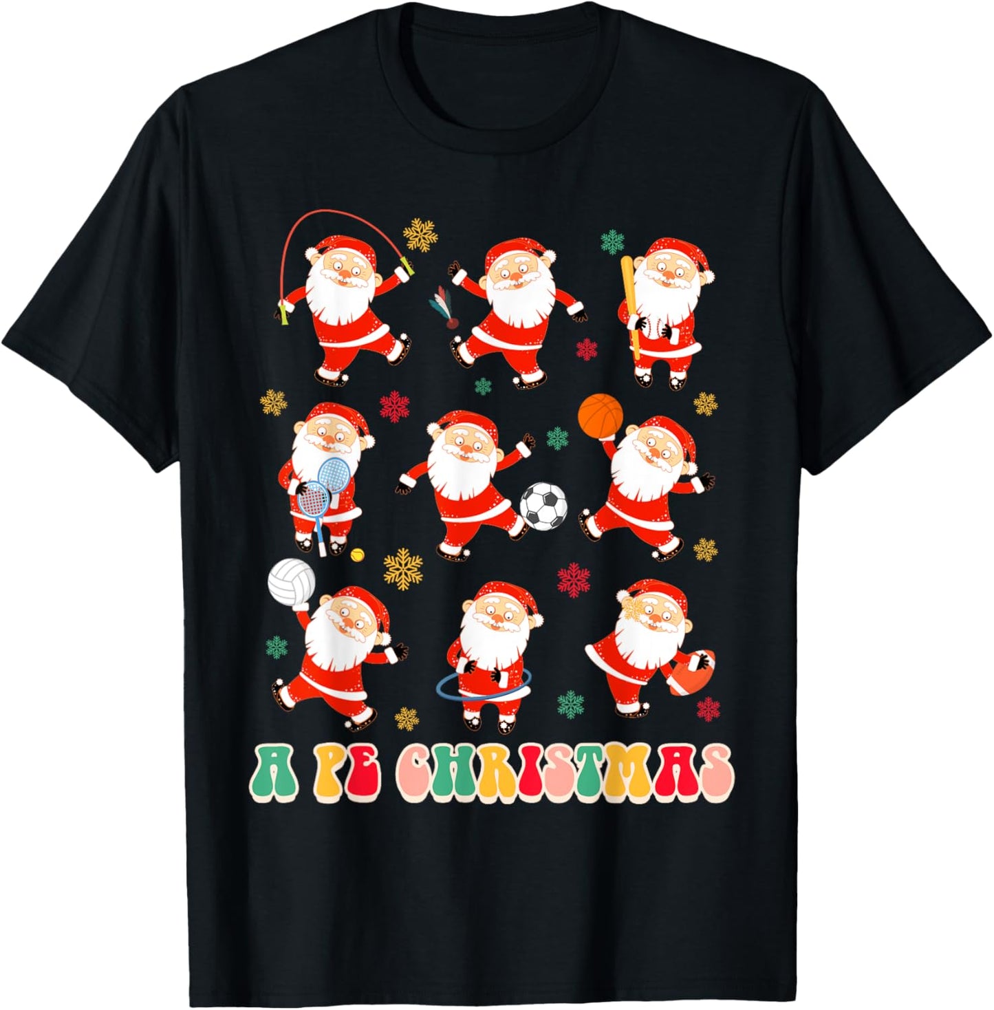 Funny Santa PE Teacher Christmas Xmas Vibes A PE Christmas Women T-Shirt - T-Shirt | Black