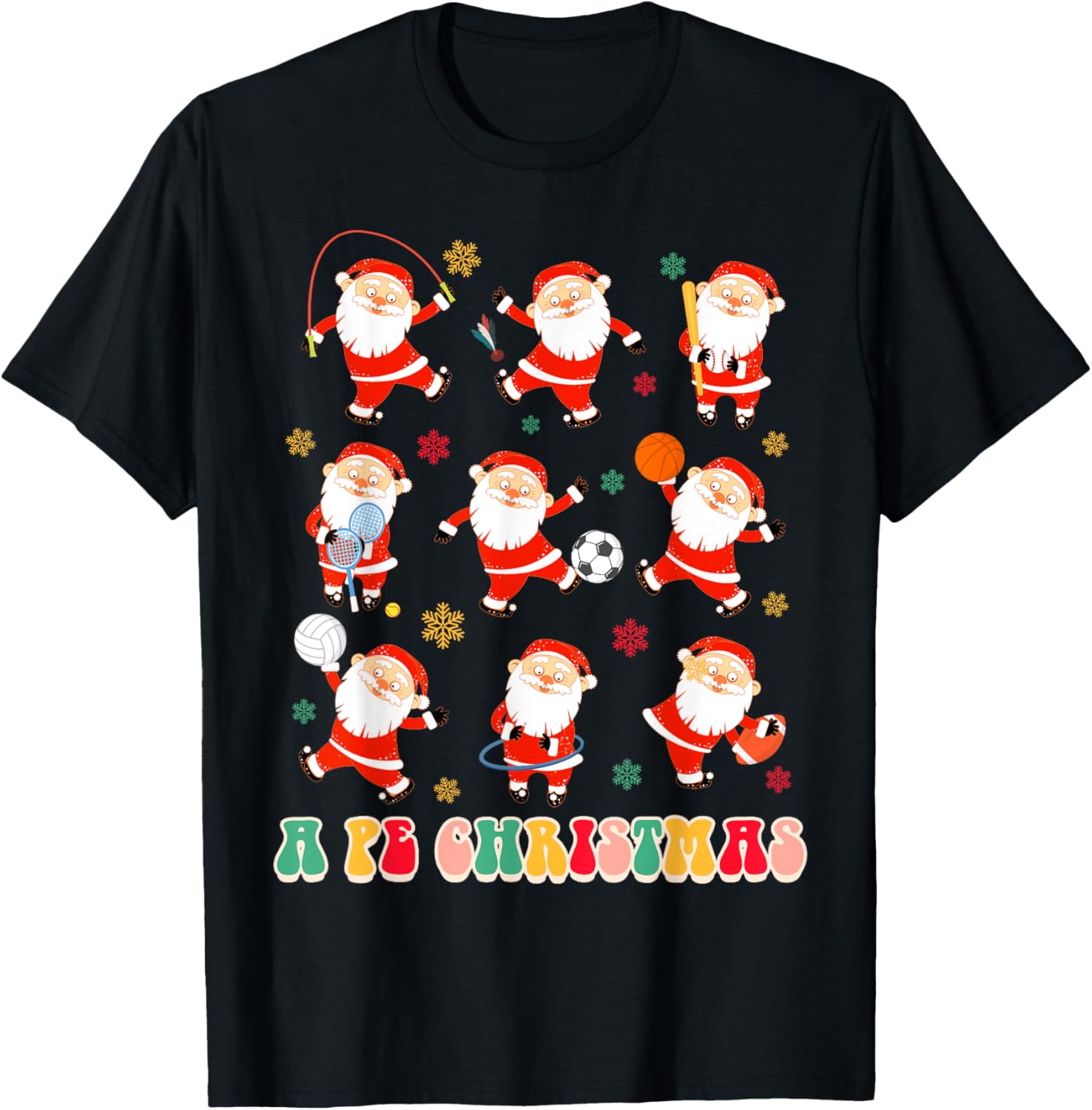 Funny Santa PE Teacher Christmas Xmas Vibes A PE Christmas Women T-Shirt - T-Shirt | Black