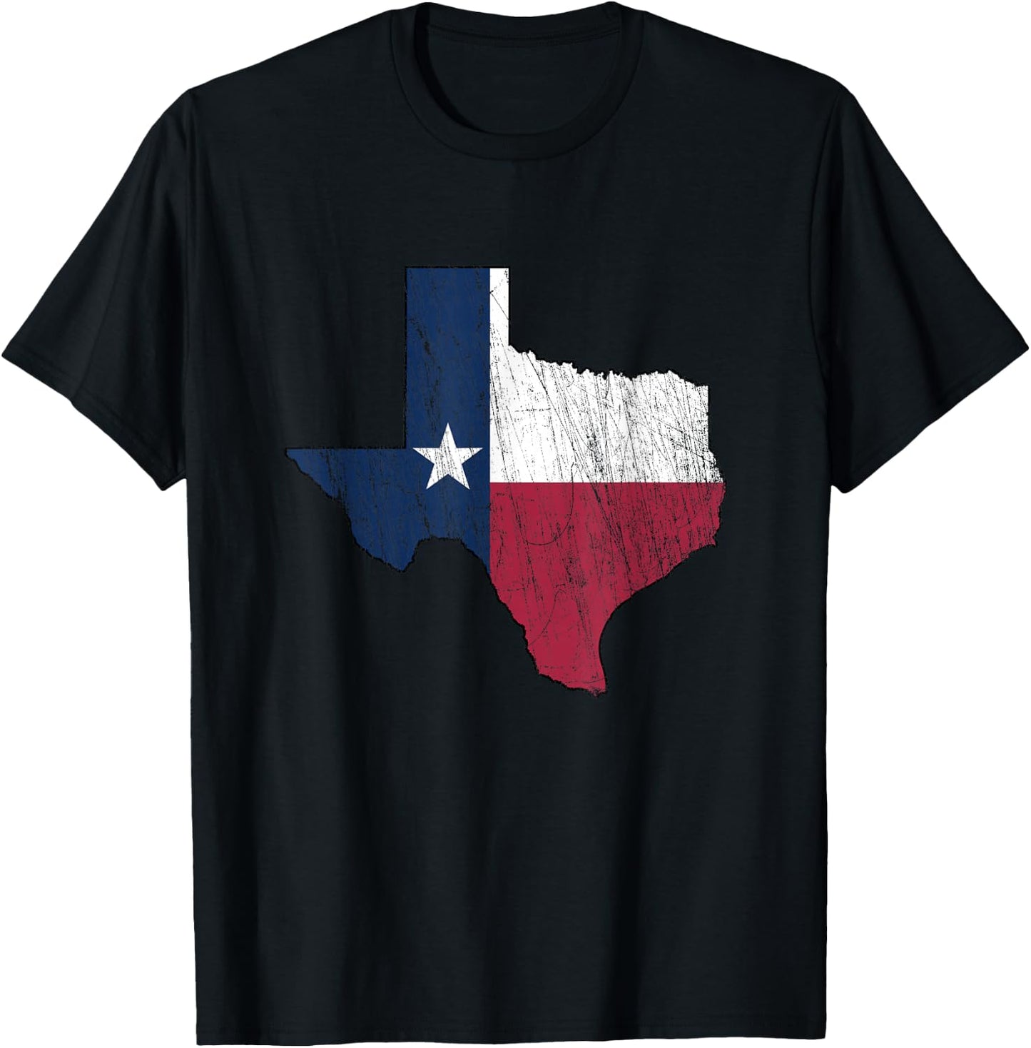 Texas Map - Worn/Distressed Design - Flag of Texas T-Shirt - T-Shirt | Black
