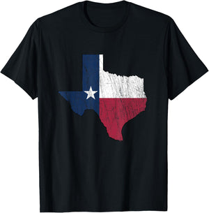 Texas Map - Worn/Distressed Design - Flag of Texas T-Shirt - T-Shirt | Black