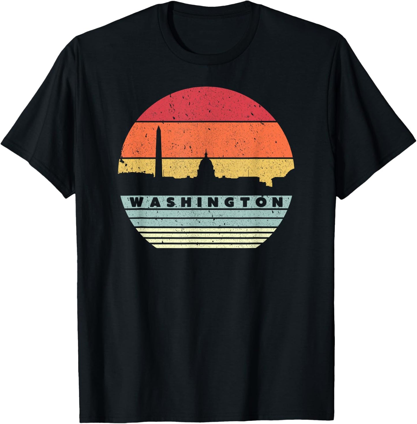 Washington Souvenir Shirt. Retro Style USA Skyline T-Shirt - T-Shirt | Black