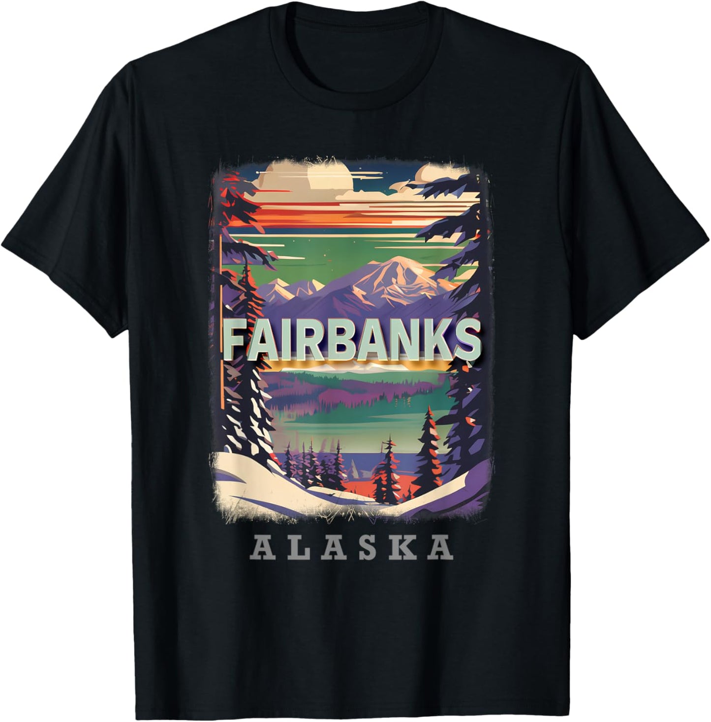 Fairbanks Alaska AK Aurora Borealis Spectacle SD832 T-Shirt - T-Shirt | Black