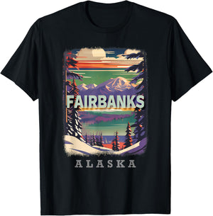 Fairbanks Alaska AK Aurora Borealis Spectacle SD832 T-Shirt - T-Shirt | Black