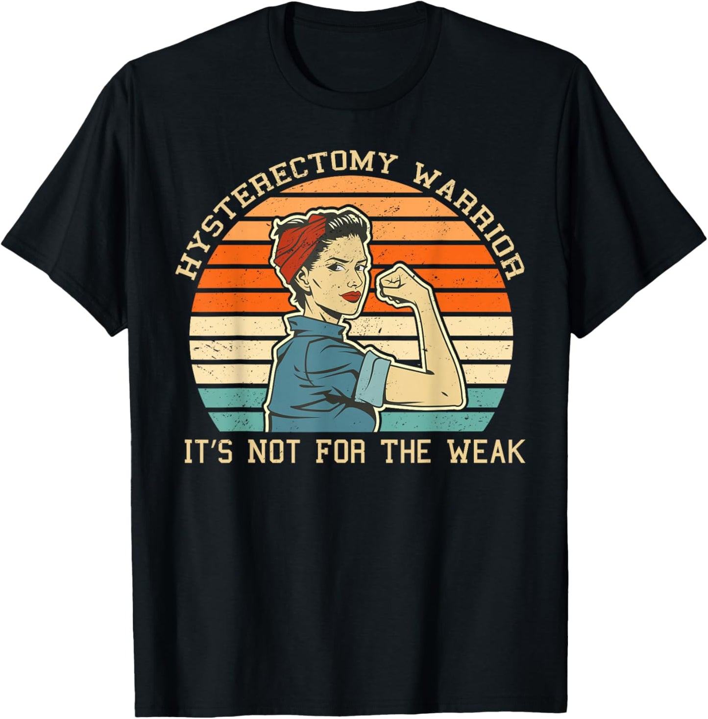 Hysterectomy Warrior Retro Uterus Removal Surgery Recovery T-Shirt - T-Shirt | Black
