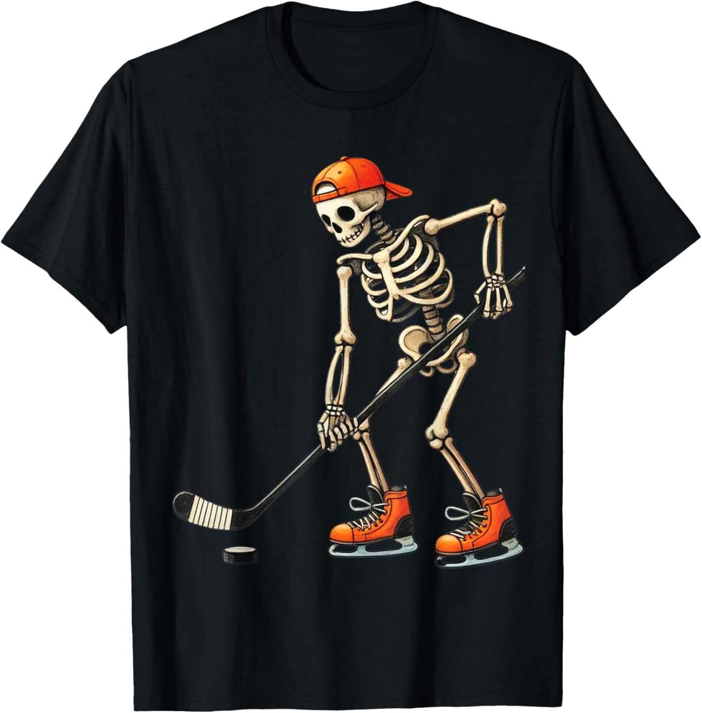Skeleton Ice Hockey Halloween Costume Men Boys Kids T-Shirt - T-Shirt | Black