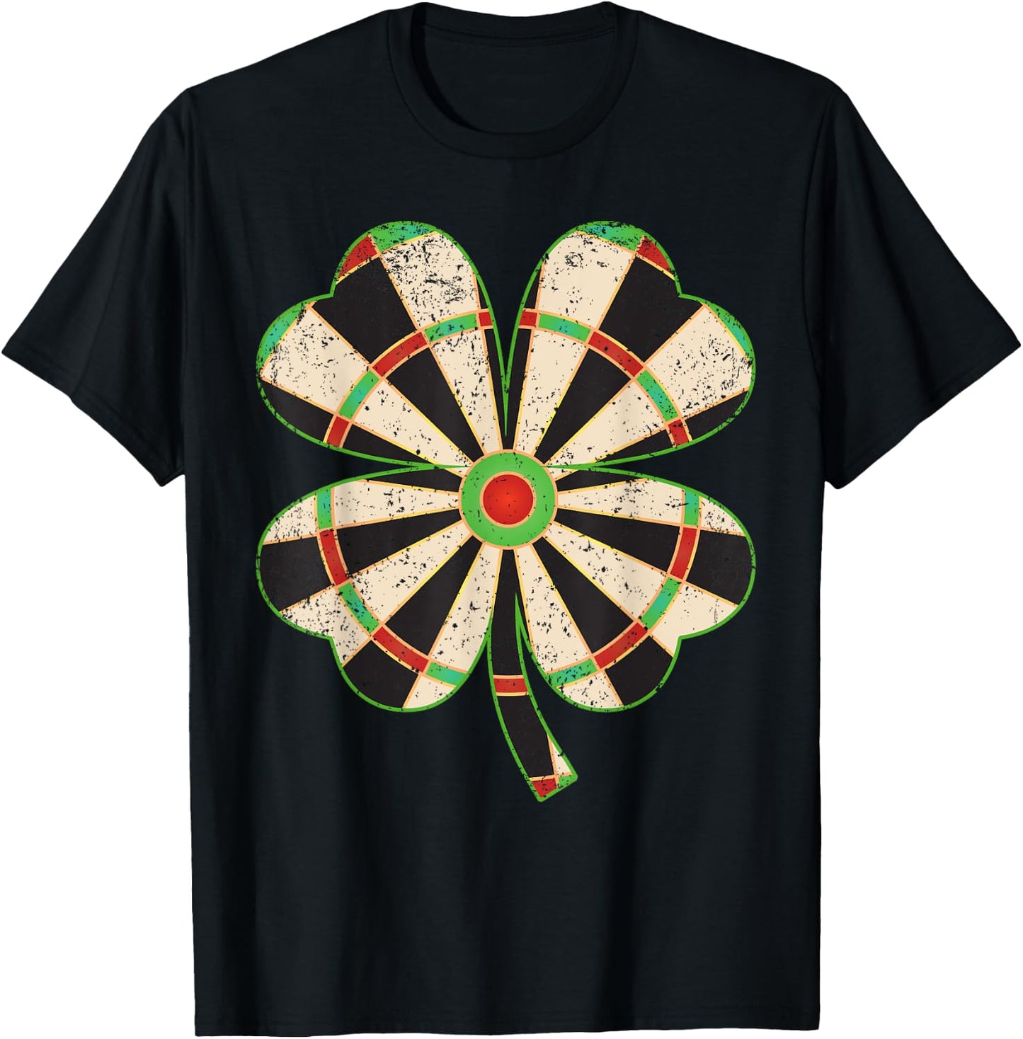 Vintage Shamrock Leaf Lucky Darts St. Patrick's Day T-Shirt - T-Shirt | Black