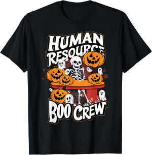 HR Boo Crew Halloween Ghost Trick Treat Squad Team T-Shirt - T-Shirt | Black