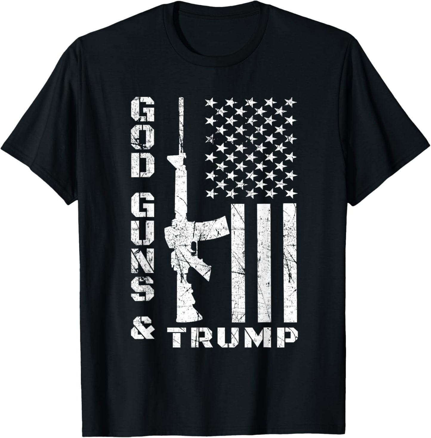 God Guns And Trump Shirt 2nd Amendment Flag AR15 T-Shirt - T-Shirt | Black