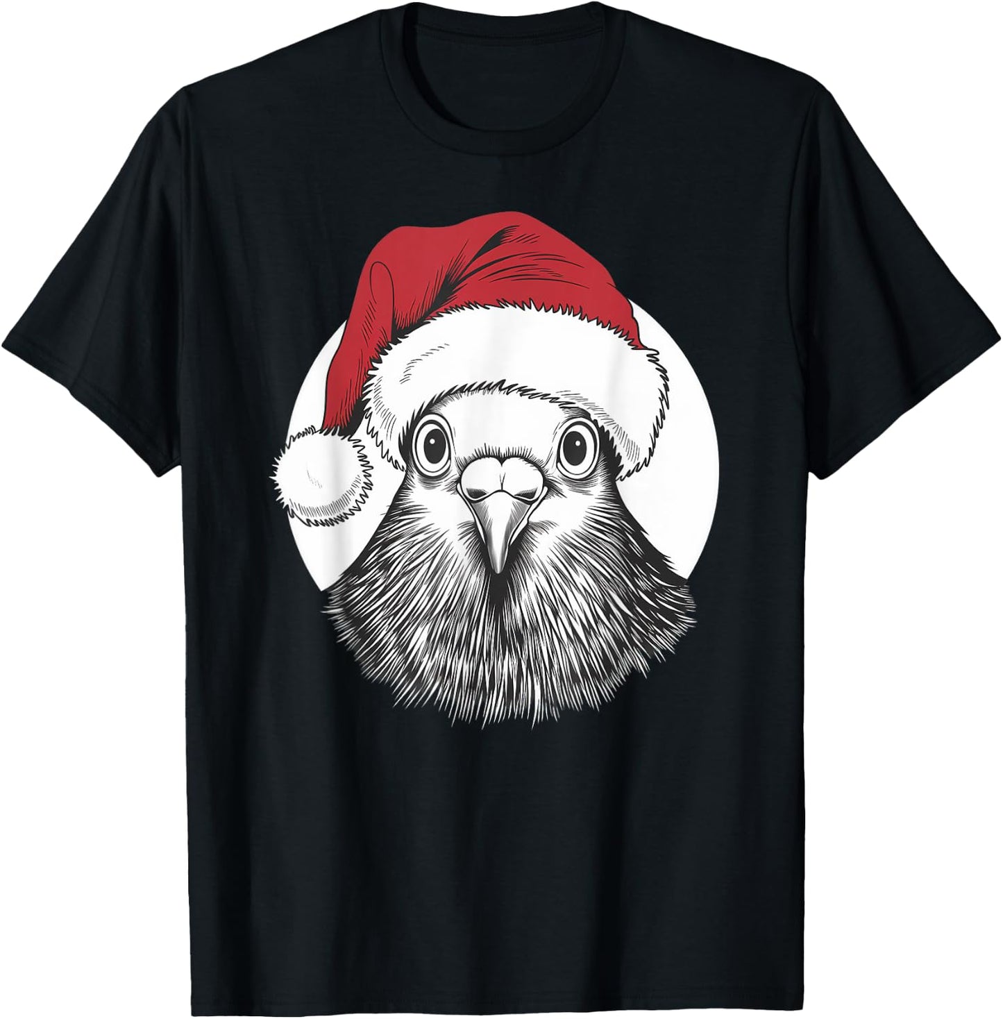 Joyful Pigeon Santa on Pigeon Christmas T-Shirt - T-Shirt | Black