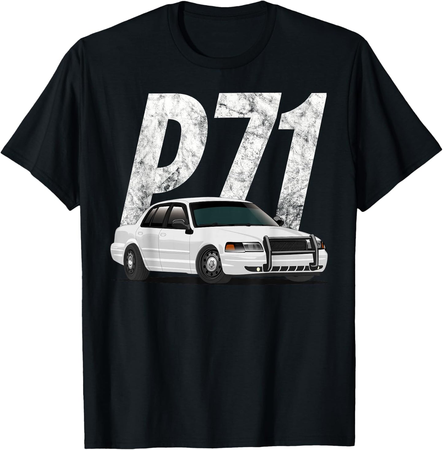 Crown Vic P71 White Cop Car Interceptor Vic Gift T-Shirt - T-Shirt | Black
