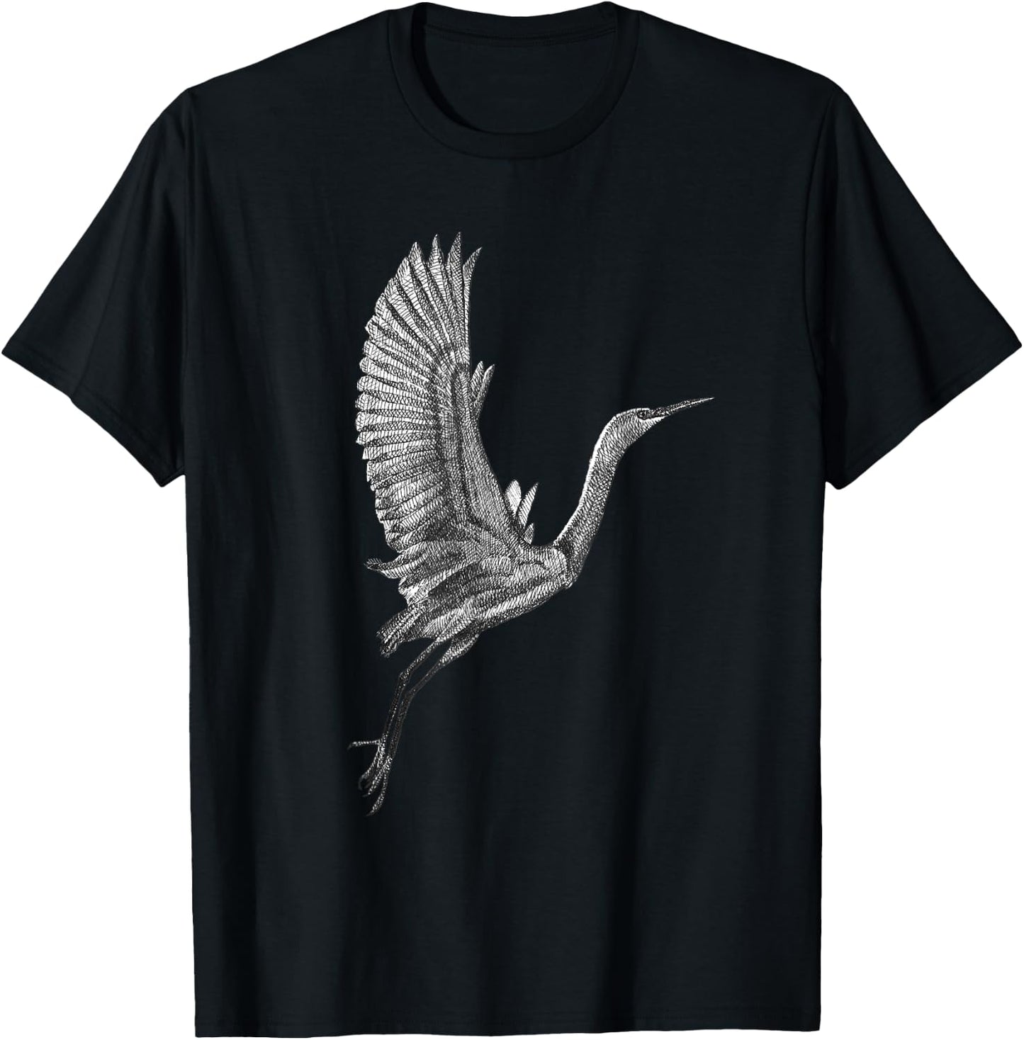 Tai Chi White Flying Crane Qi Gong Illustration T-Shirt - T-Shirt | Black