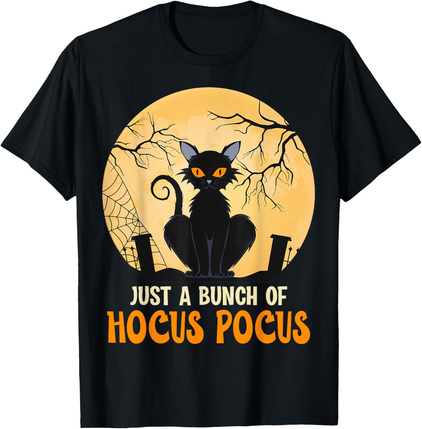just a bunch of hocus pocus, Cat with Halloween autumn T-Shirt - T-Shirt | Black