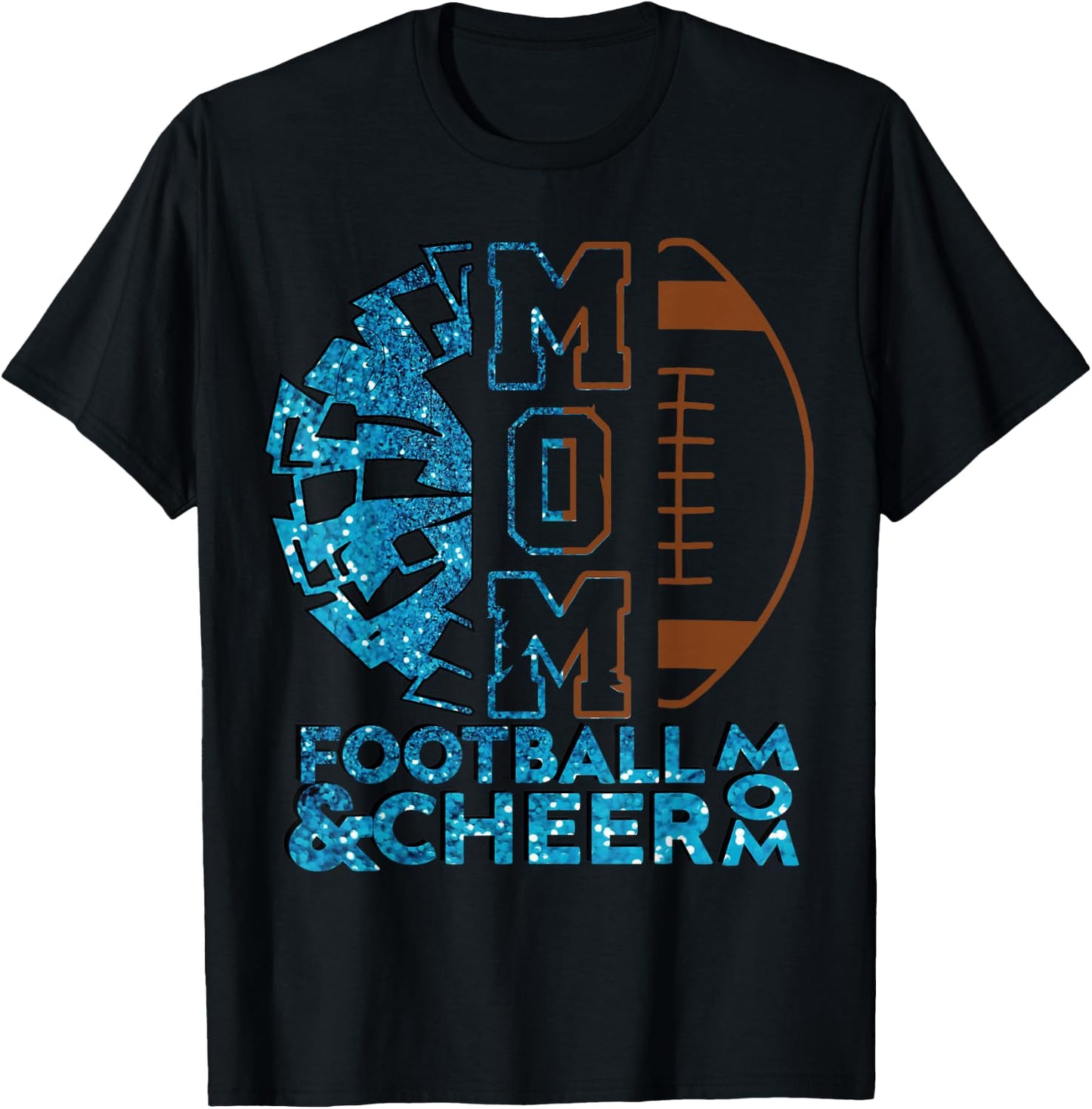 Cheer Football Cheerleading Mom Of Both Messy Bun Bleached T-Shirt - T-Shirt | Black