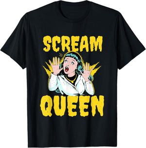 Scream Queen Saying Woman Screaming Cinema Slasher Horror T-Shirt - T-Shirt | Black