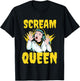 Scream Queen Saying Woman Screaming Cinema Slasher Horror T-Shirt - T-Shirt | Black