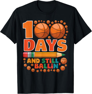 100 Days Of School 100th Day Of School Basketball Kids Boys T-Shirt - T-Shirt | Black