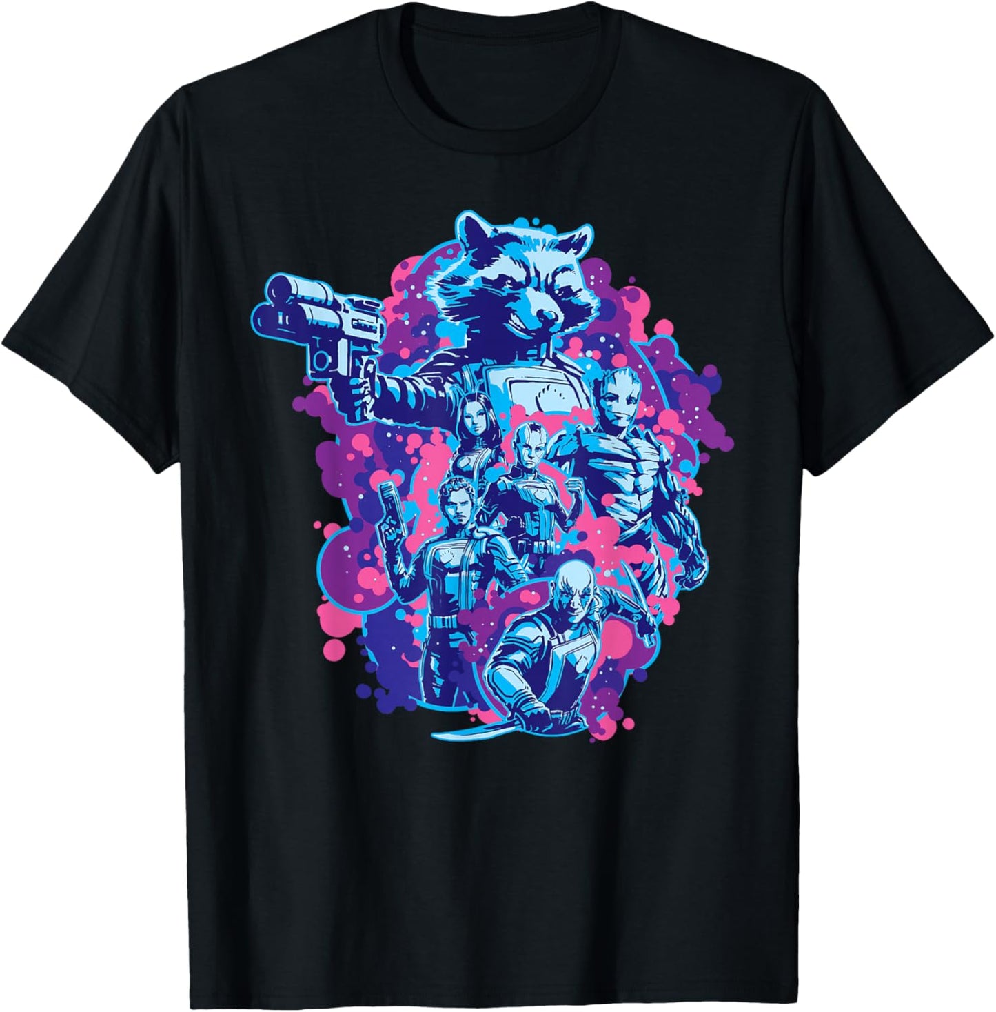 Marvel Guardians of The Galaxy Volume 3 Rocket & Team Space T-Shirt - T-Shirt | Black