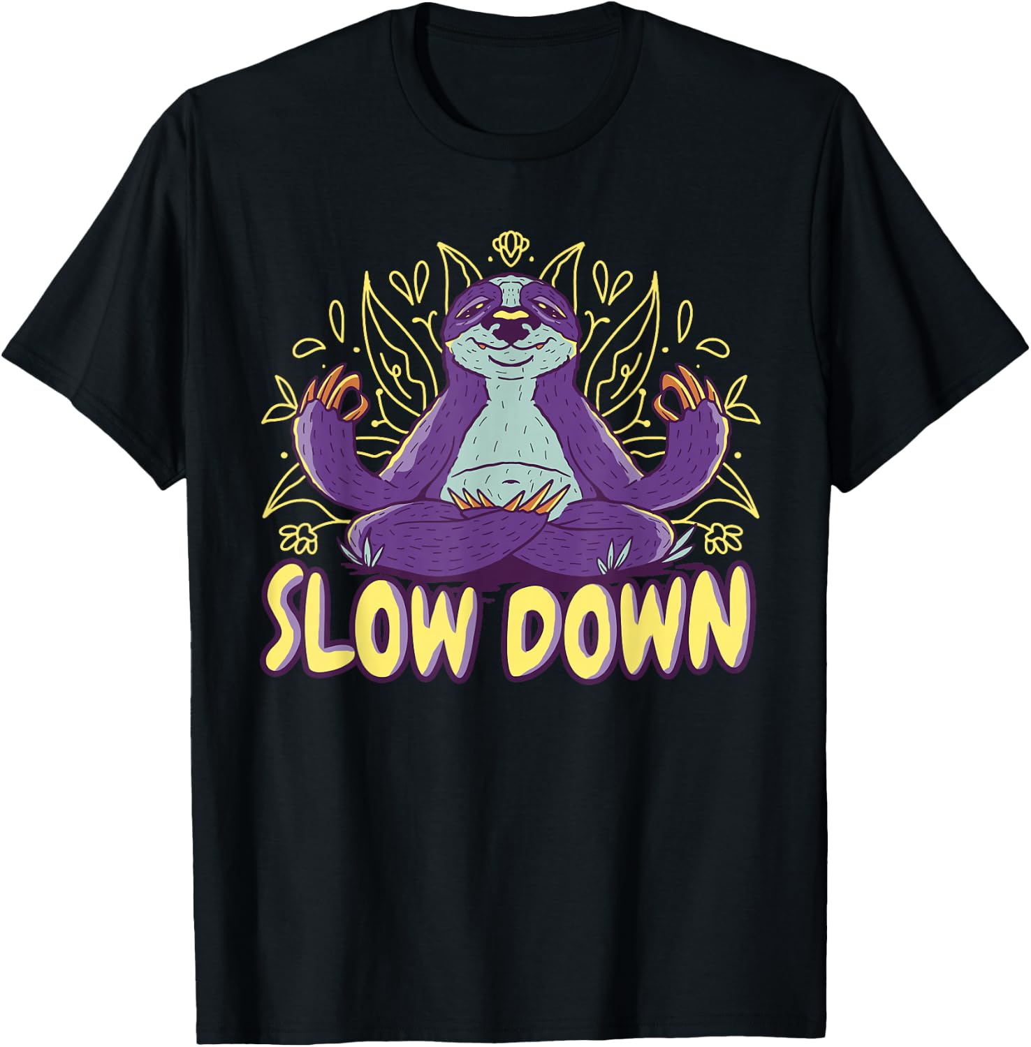 Sloth Yoga Meditation Sloth Yogi - Slow Down - Relax Yoga T-Shirt - T-Shirt | Black