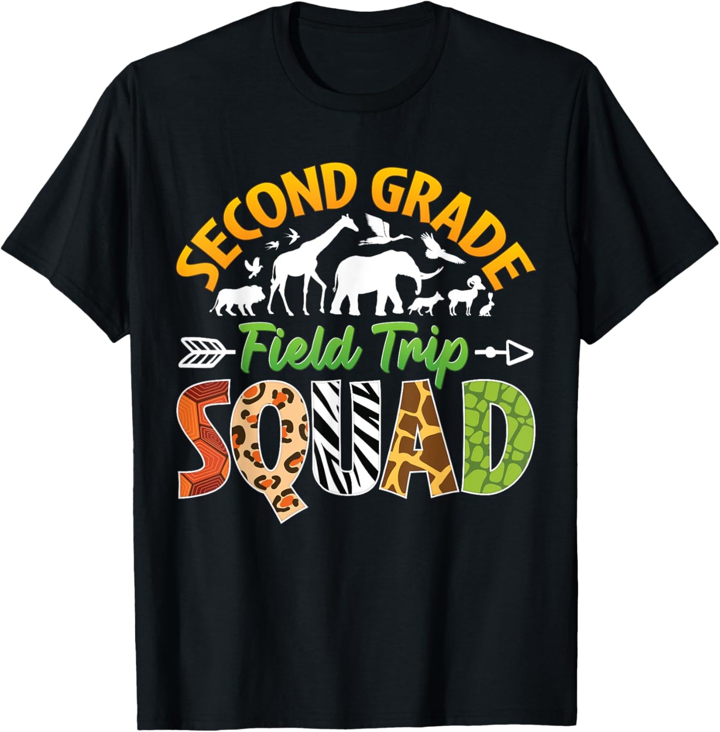 Second Grade Zoo Field Trip Squad Matching Teacher Students T-Shirt - T-Shirt | Black