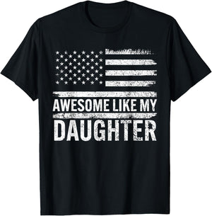 Awesome Like My Daughter Retro Men Funny Fathers Day Dad T-Shirt - T-Shirt | Black